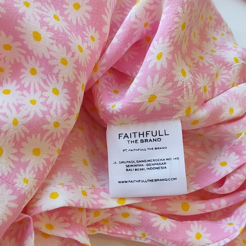 🌸 Faithfull The Brand Bisset Pink Daisy Floral Crop Top  Size XS - 2 - Picture 8 of 12